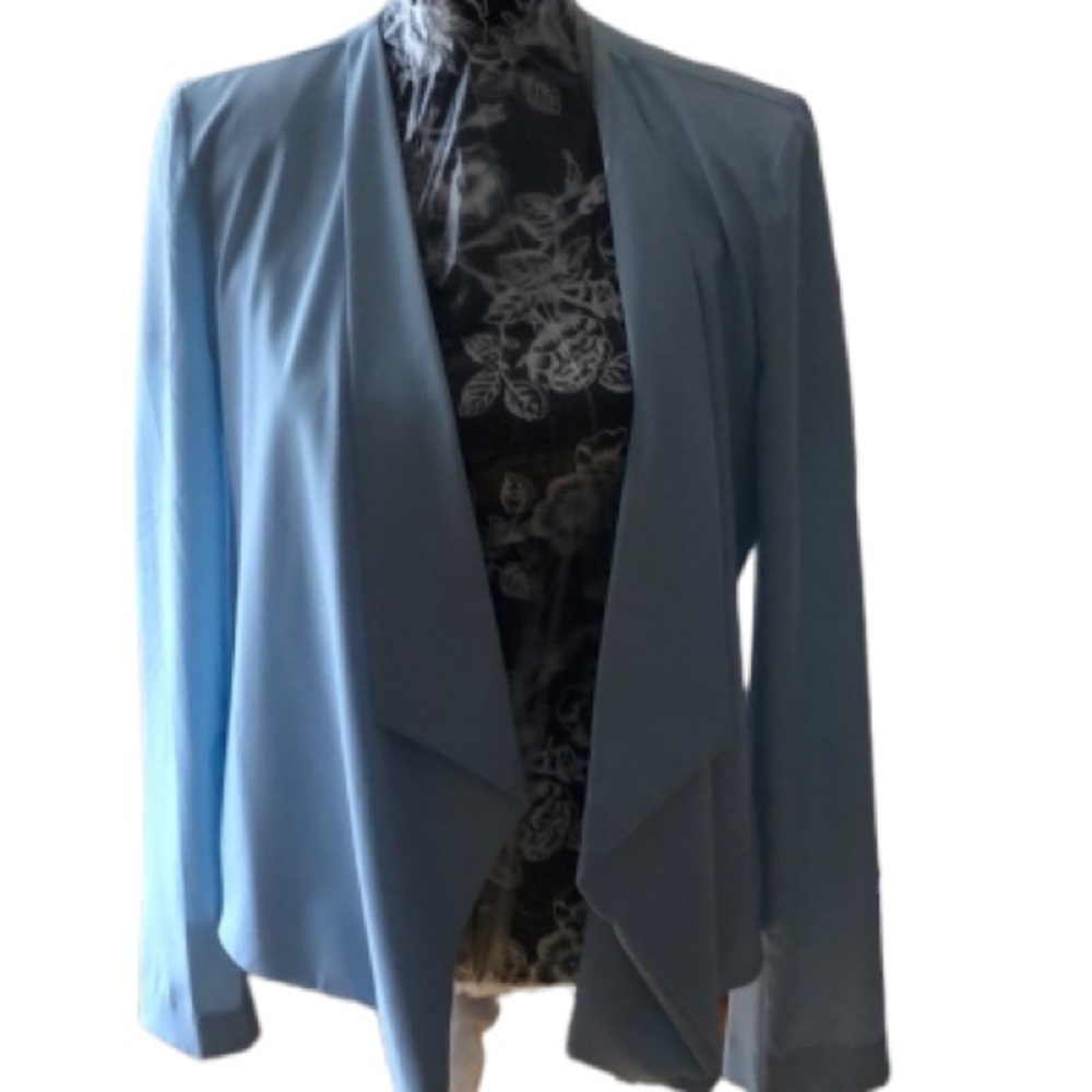 Love Tree size large light blue waterfall open front jacket